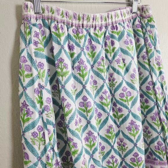 Alicia Bell Sutton Turquoise Purple Floral Silk Blend Tiered Maxi Skirt - Picture 8 of 12